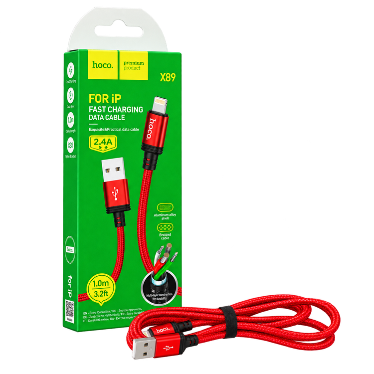 کابل (iphone/iPad) USB-A به Lightning برند HOCO مدل X89