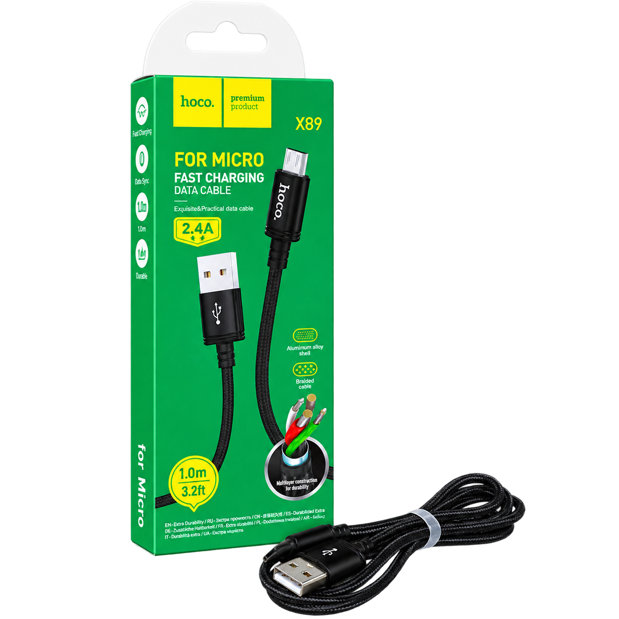 کابل USB-A به Micro USB برند HOCO مدل X89