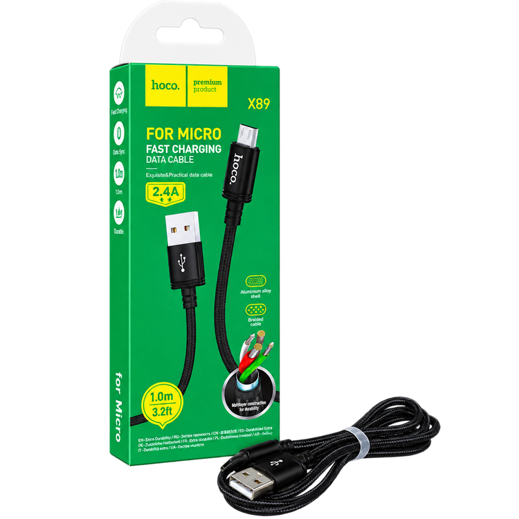 کابل USB-A به Micro USB برند HOCO مدل X89
